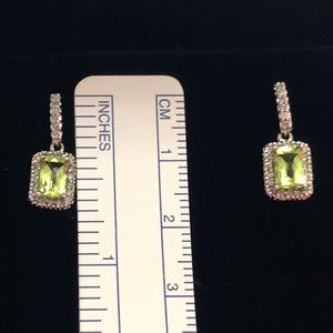 EMA Peridot and Diamond earrings. 14k white gold